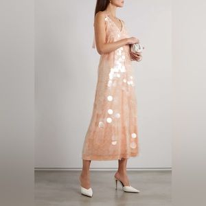 SIMKHAI “Madysen” Sequined Midi Dress in Peony, Size 2